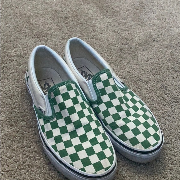 green checkered slip on vans